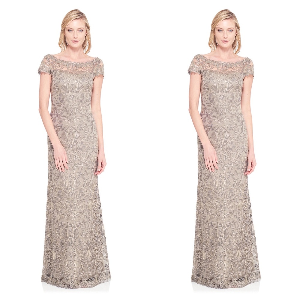 Tadashi Shoji Illusion Yoke Gown